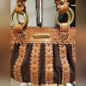 Isabella Fiore Shoulder Bag Purse Fleetwood Brown Suede Leather Vintage